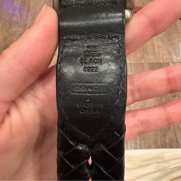 Coach Black Braided Belt with silver hardware - Picture 3 of 6